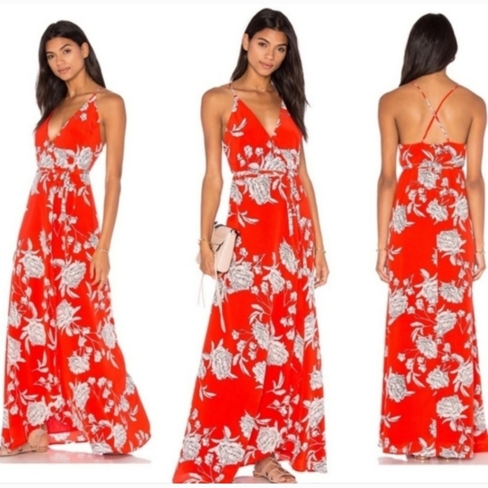 Yumi Kim Rush Hour Maxi Dress Silk Wrap Dress Floral Print Size Medium